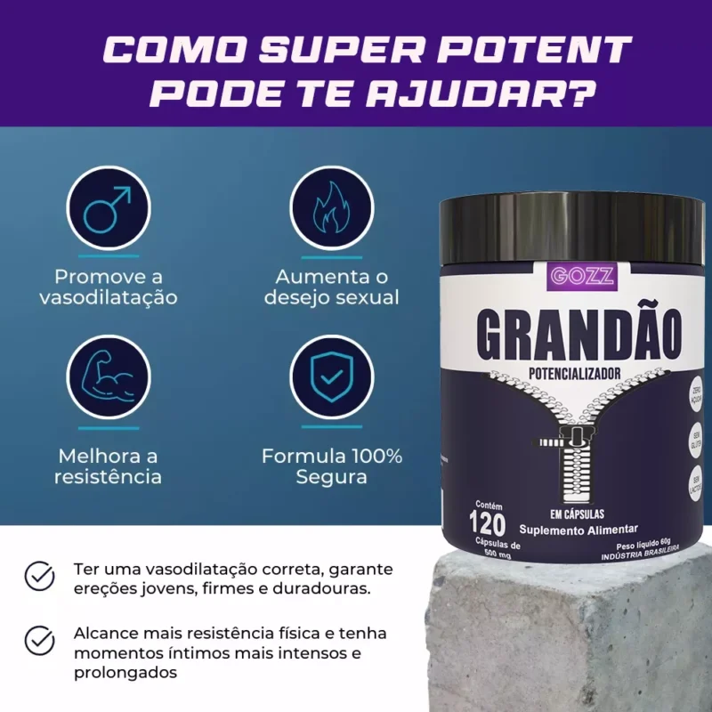 Grandão Potencializador Vasodilatador Peniano Prolonga Ereção 120 Caps