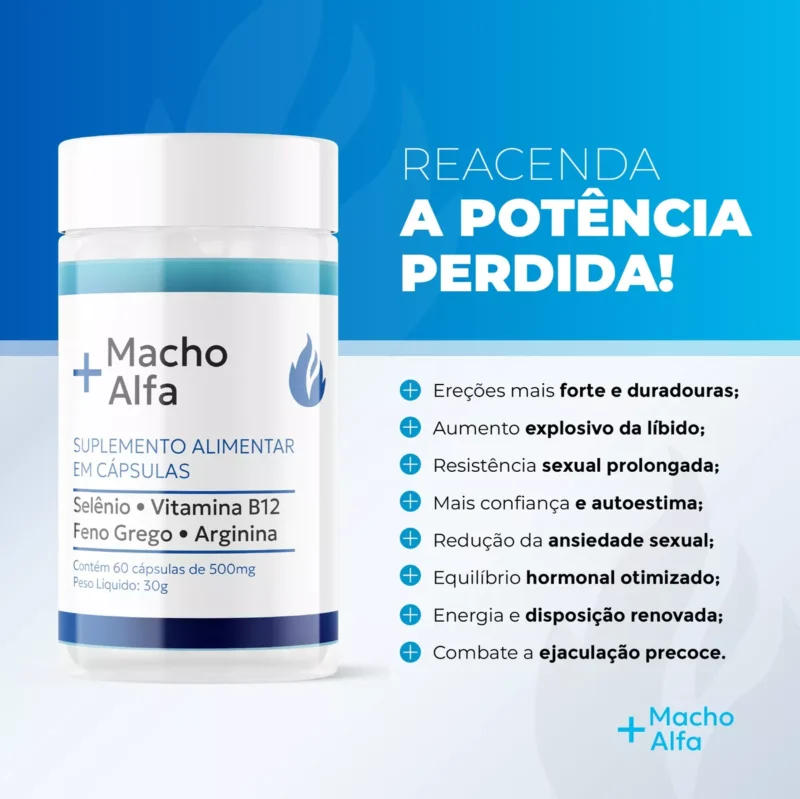 Macho Alfa Estimulante Sexual Prolonga Ereção Aumenta Libido 60 Caps