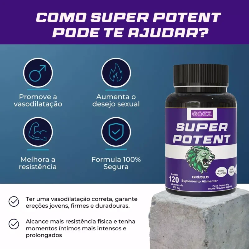 Super Potent Estimulante Sexual Aumento Peniano Retarda Ejaculação 120 Caps