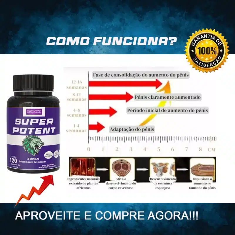 Super Potent Estimulante Sexual Aumento Peniano Retarda Ejaculação 120 Caps