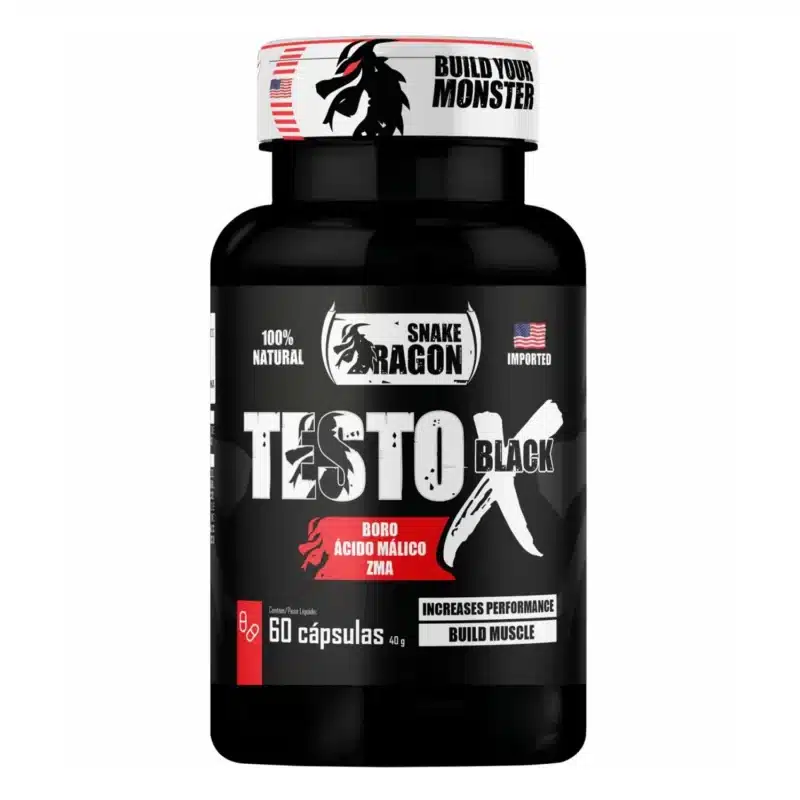 Testo X Black Aumenta Testosterona Libido Energia e Vitalidade 60 Caps