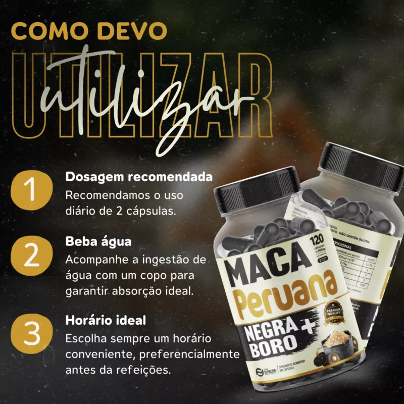 Maca Peruana Negra com Boro Aumenta Libido e Desempenho 120 Caps libidos vita