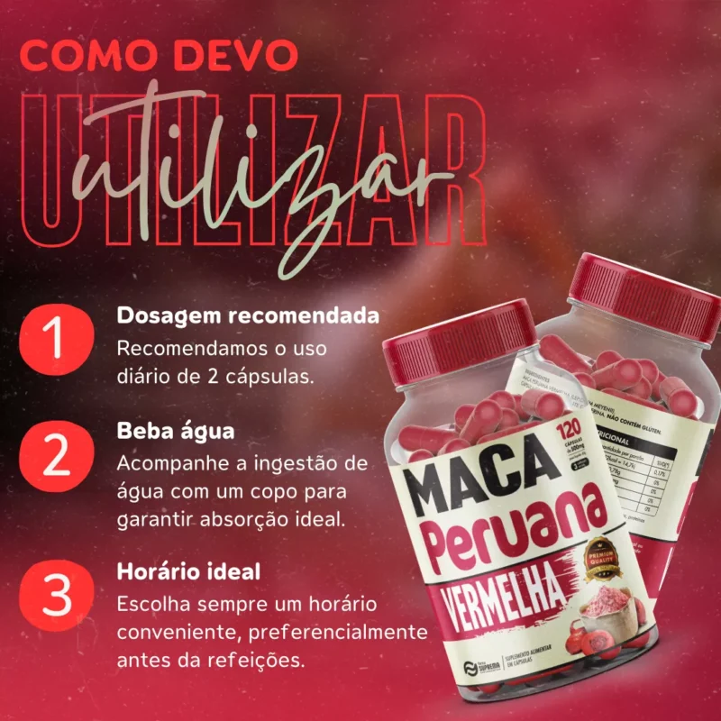 Maca Peruana Vermelha Pura Premium Aumenta Libido 120 Caps libidos vita