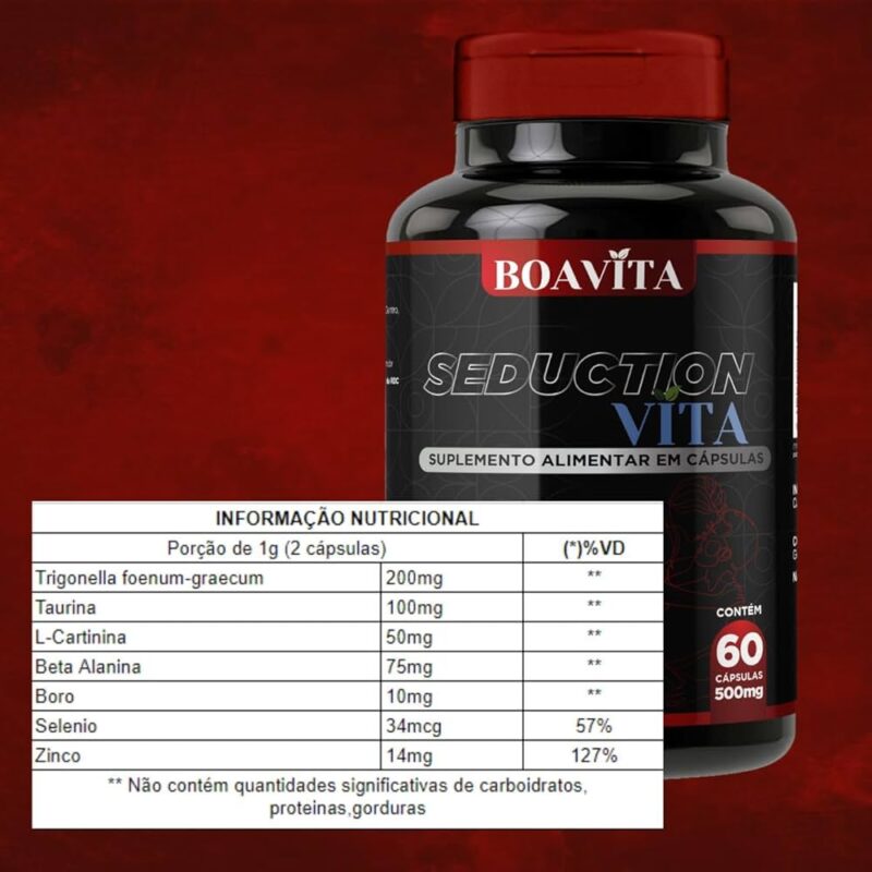 Seduction Vita Estimulante Natural Aumenta Libido e Vigor 60 Caps