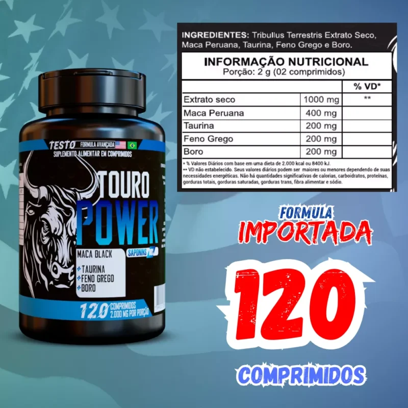 Touro Power Melhora Libido Aumenta Energia e Vitalidade 120 Caps libidos vita